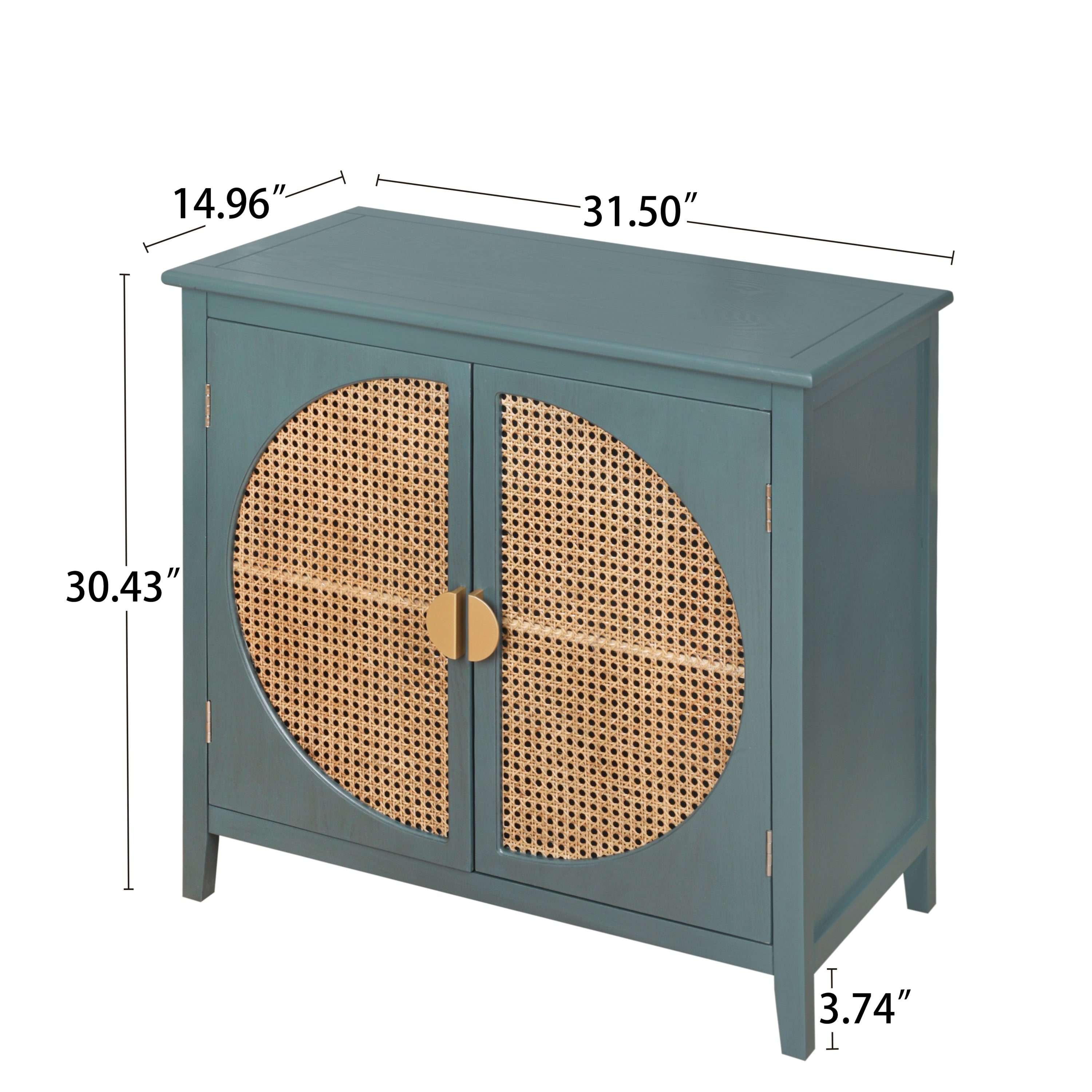 2 door cabinet with semicircular elements,natural rattan weaving,suitable for multiple scenes such as living room, bedroom, study room