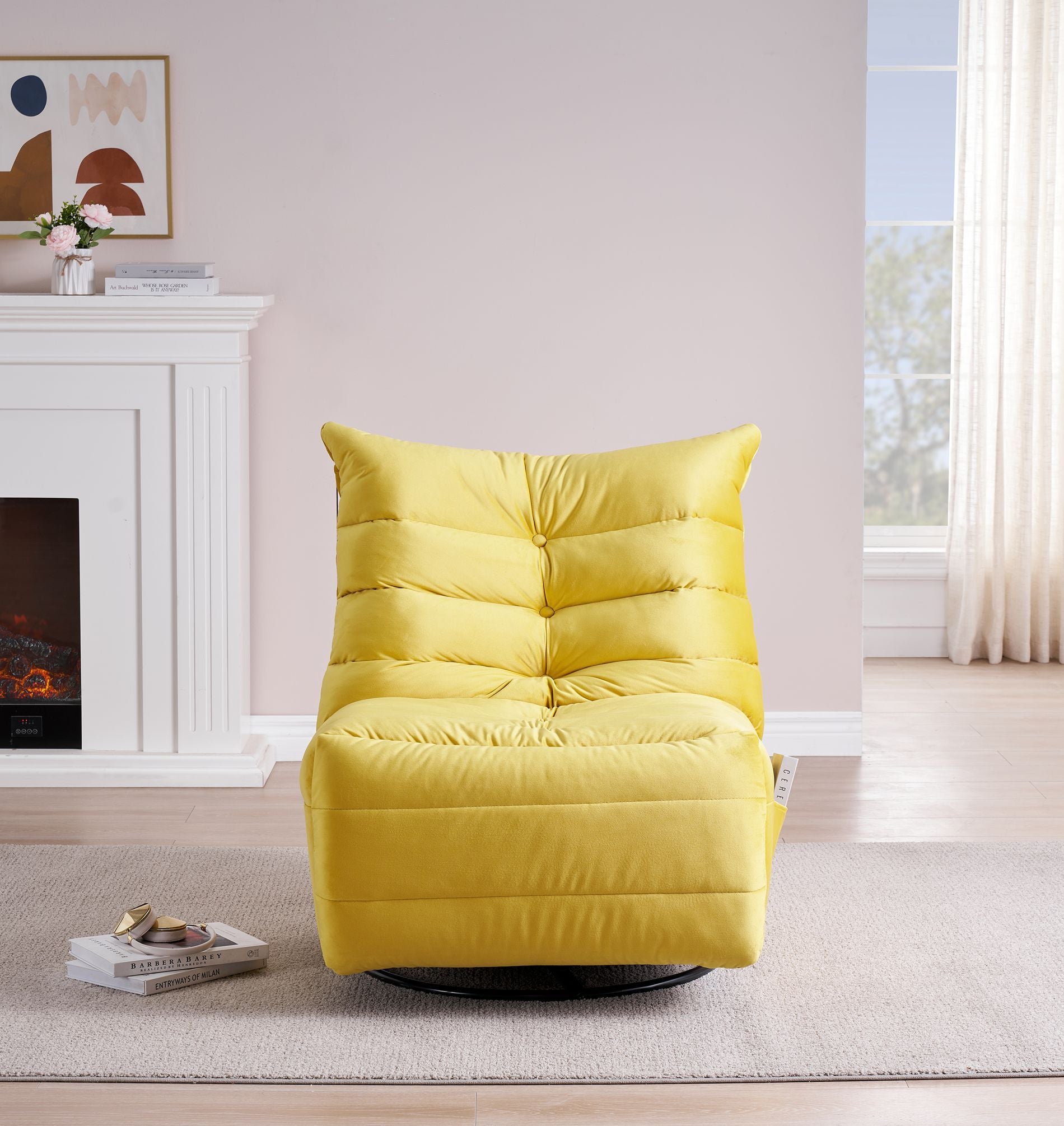 29.1" Rotatable Yellow Lounge Chair with Side Storage Pocket - Stylish & Durable Recliner for All Your Room