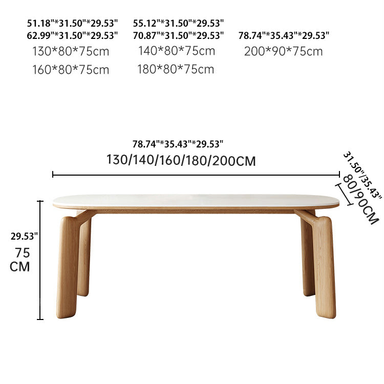 Modern Oval Dining Table with Marble Top & Ash Wood 4 Legs for 6-10 Seaters jh-264-na