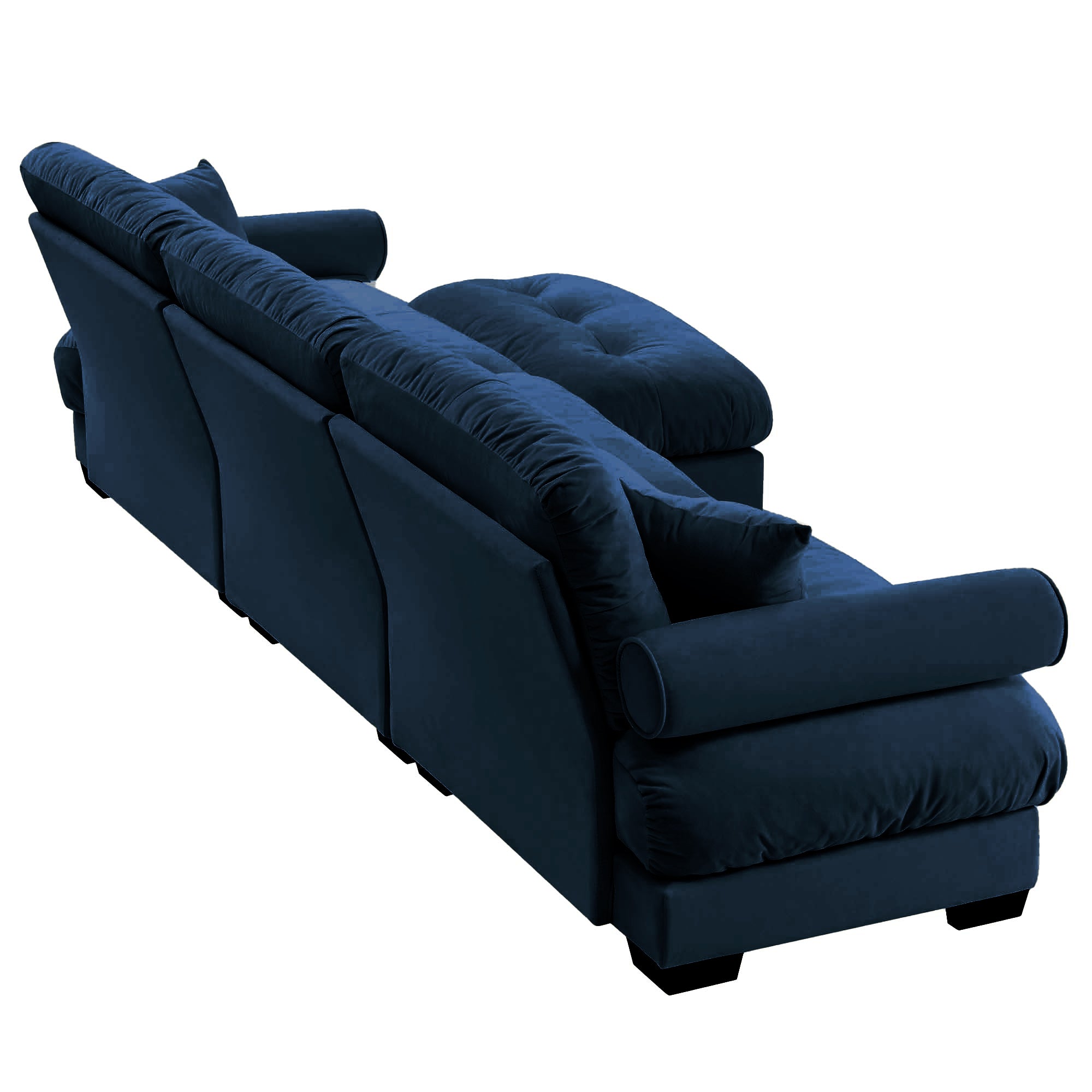 Oversized Modular Velvet Sectional Sofa with Ottoman, Deep Seat L-Shaped Cloud Couch for Living Room, Blue