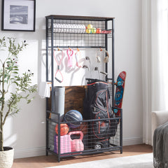 Garage Sports Organizer with Ball Rack & Toy Storage