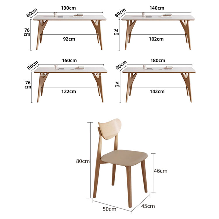 Modern Rectangular Ash Wood Dining Table with Marble Top for 6 People jh-060-na