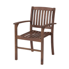 Patio Dining Chair Set of 2, Solid Wood Indoor Outdoor Furniture Brown