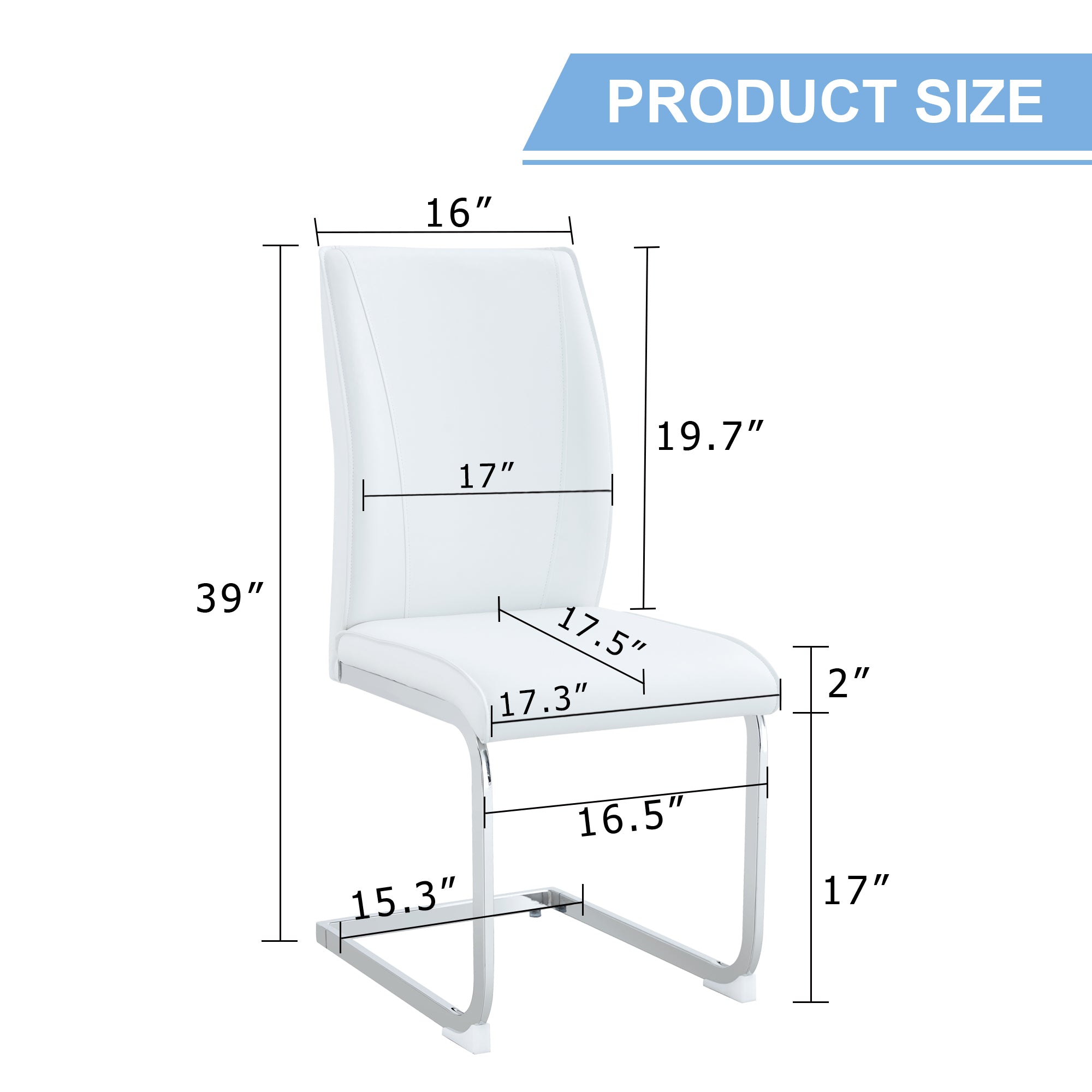 White PU Arch Dining Chair - Set of 4 with High Resilience