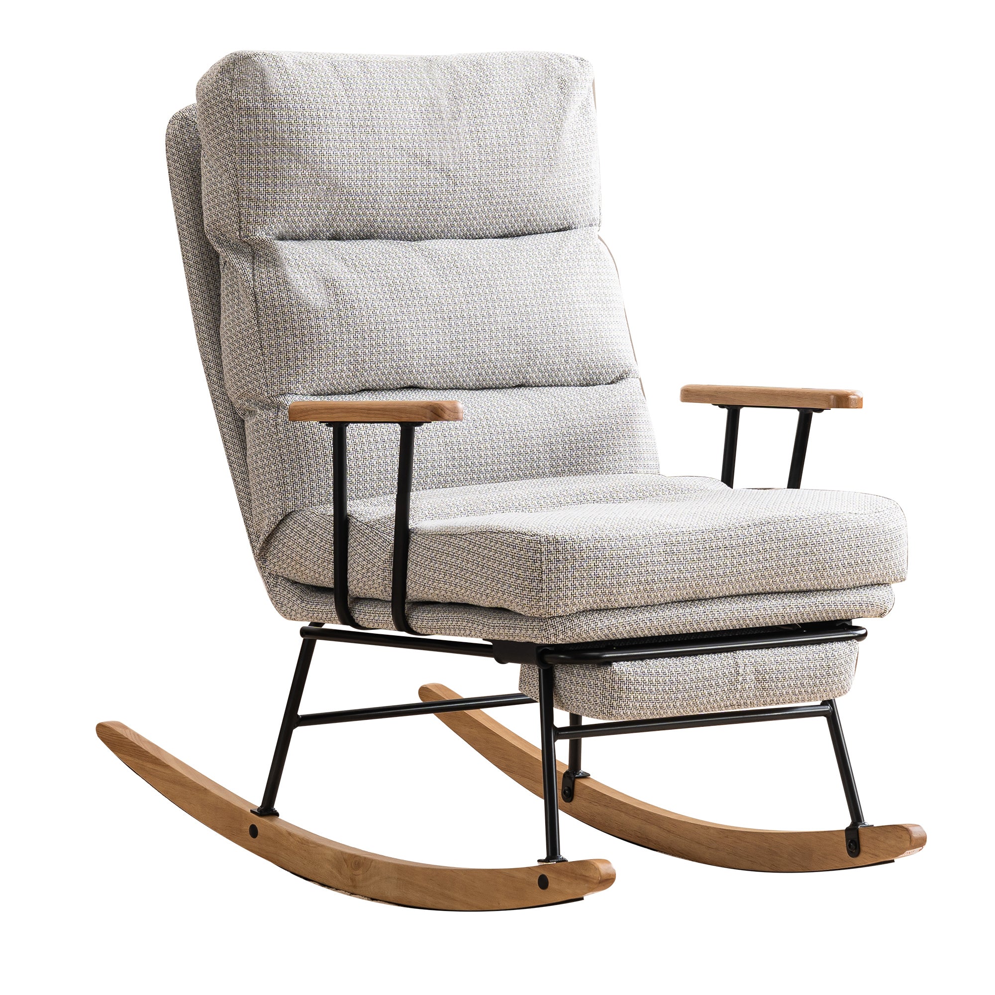 Modern Ice velvet fabric Gliding Rocking Chair with High Back, Retractable Footrest, and Adjustable Back Angle for Nursery, Living Room, and Bedroom