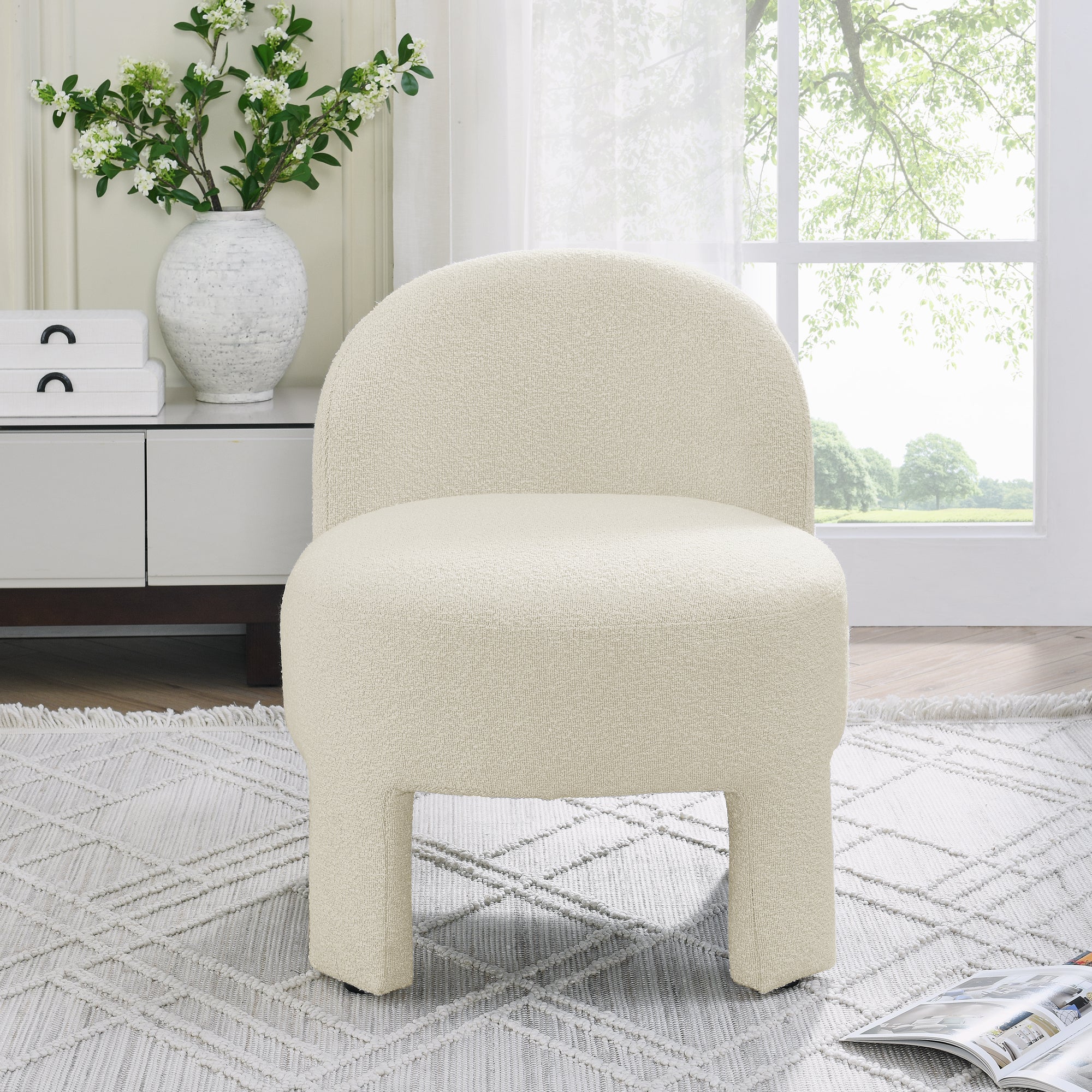 Hoop gauze lounge chair with sof cushion and backrest, need to be assembled, suitable for living room'bedroomldining room---BEIGE(24.5"28.75"28.75")