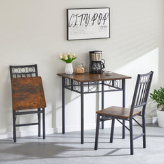 Folding Metal & Wood Dining Chair, Retro Style for Dining Room