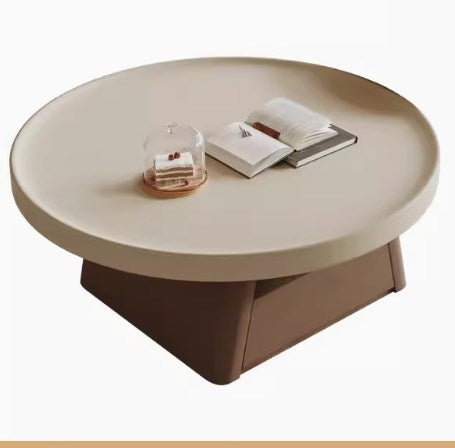 Modern Round Coffee Table  in Elegant White and Black Finish with Storage - Perfect for Stylish Living Room hjl-1226