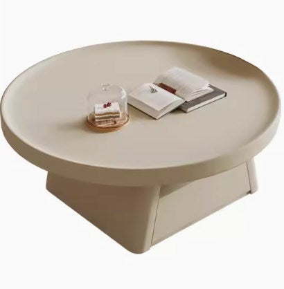 Modern Round Coffee Table  in Elegant White and Black Finish with Storage - Perfect for Stylish Living Room hjl-1226