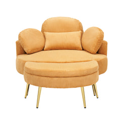 61 inches yellow comfortable seat, small sofa with small end table, suitable for lunch break casual afternoon tea time seat, suitable for small apartment, bedroom, space balcony small sofa