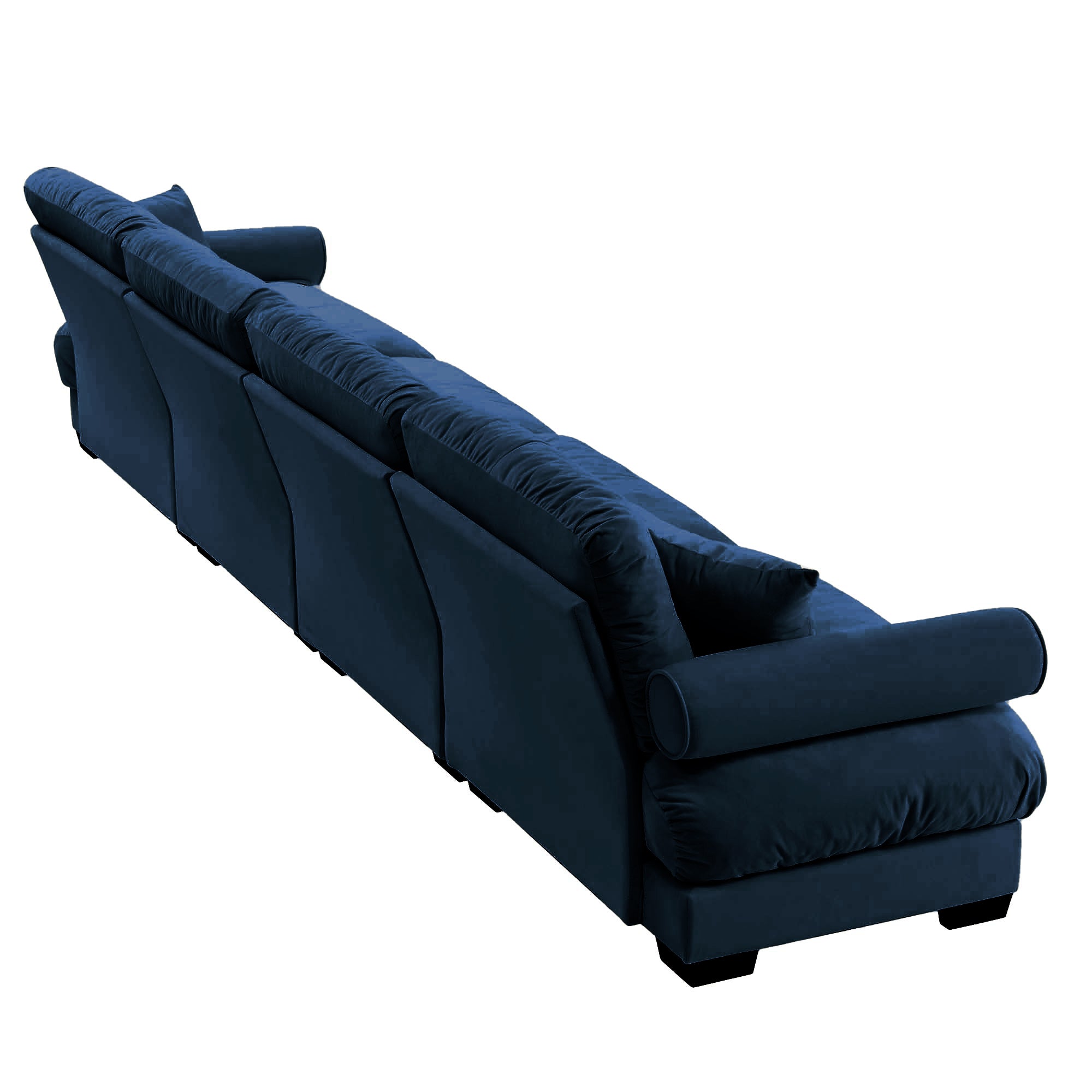 Oversized 4-Seater Velvet Sectional Sofa with Ottoman, Deep Seat Cloud Couch for Living Room, Blue