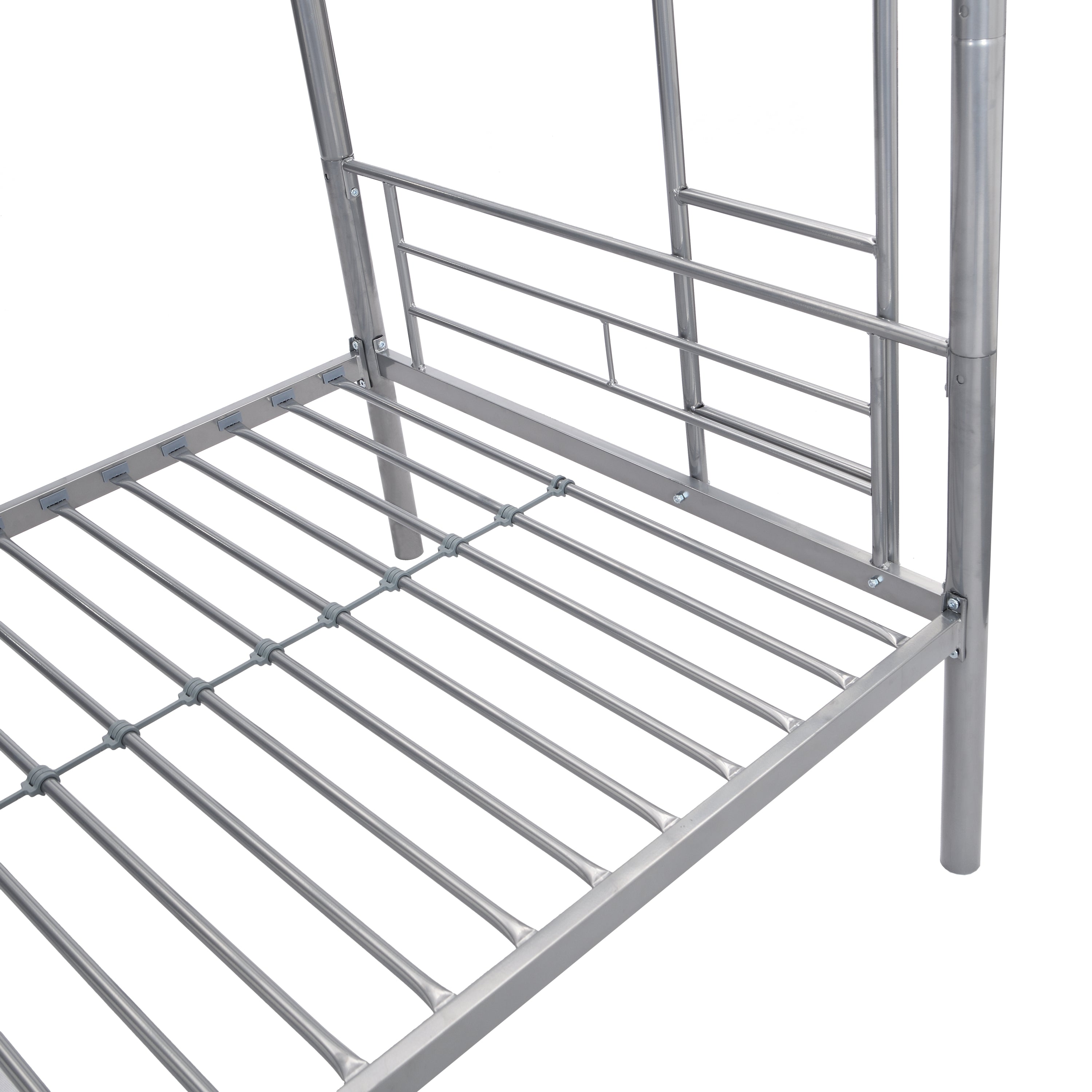 METAL BUNK BED WITH TRUNDLE  SILVER