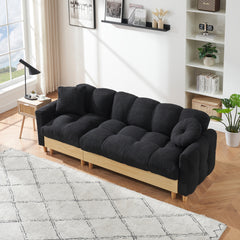 84.64 inches  black three-person sofa lift sofa bed with locker sofa bed, sofa soft and comfortable, suitable for bedroom, living room