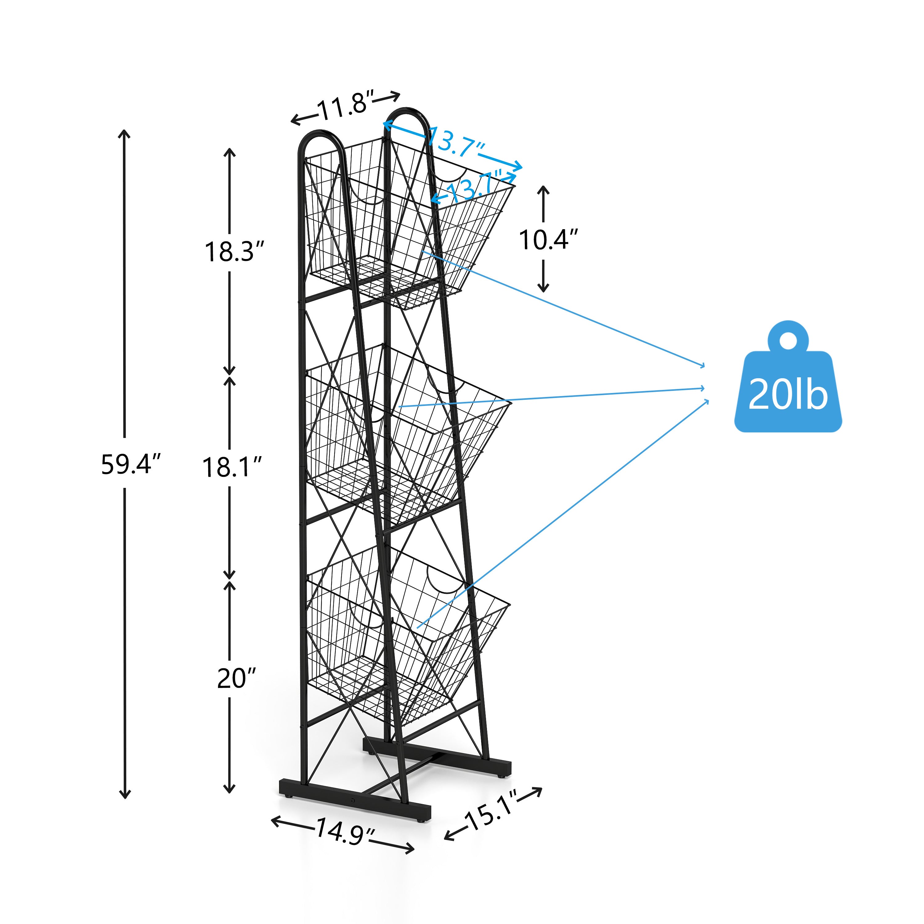 3-Tier Metal Wire Storage Basket, Kitchen Organizer
