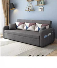 Stylish Cotton-Linen Sofa with Solid Wood Frame - Available in Orange, Dark Gray, Blue, Khaki, and Light Brown fsx-1004