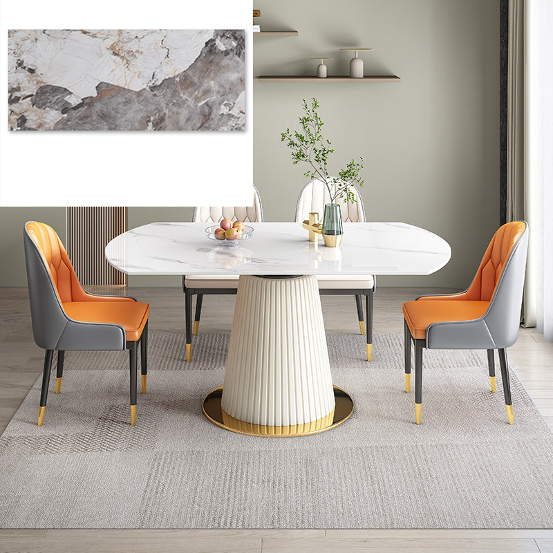 Modern Round Dining Table with Extendable Marble Top - Perfect for Your Dining Room qc-wy-1069-ty