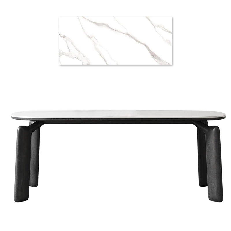 Oval Dining Table Marble Top & Ash Wood Frame for 6-8 Seaters - Modern Design jh-264-bn