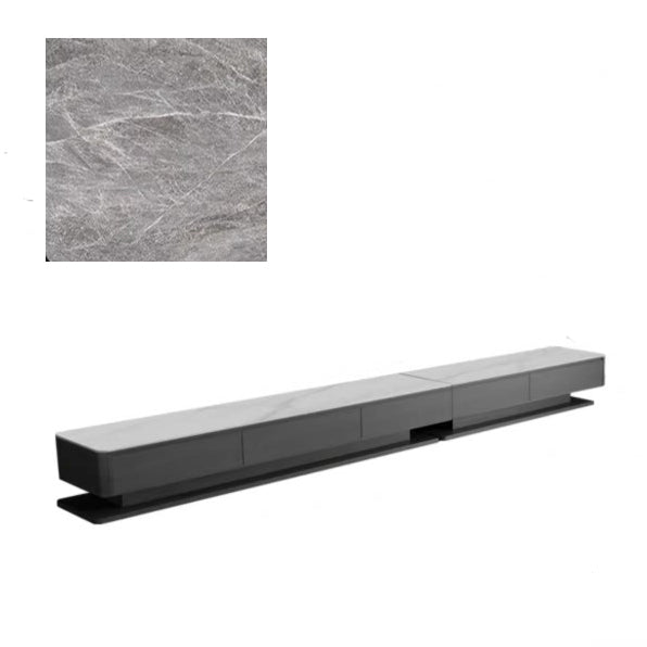 Modern Multi-Layer TV Cabinet with Sintered Stone Top and Pine Finish faml-302