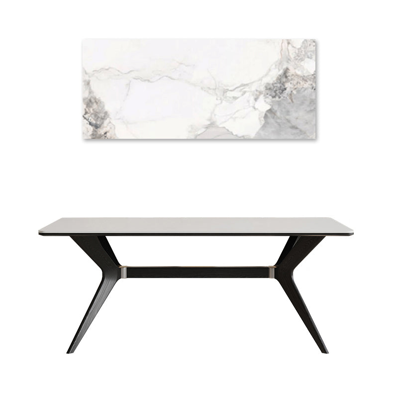 Contemporary Rectangular Dining Table Marble Top & Ash Wood Frame for 6-8 Seaters - Modern & Durable Design jh-271-BK