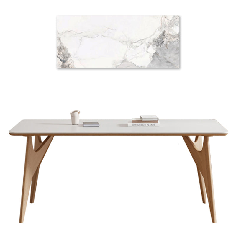 Modern Rectangular Ash Wood Dining Table with Marble Top for 6 People jh-060-na