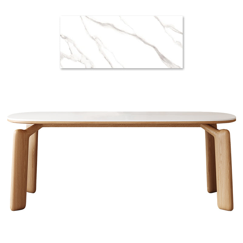 Modern Oval Dining Table with Marble Top & Ash Wood 4 Legs for 6-10 Seaters jh-264-na