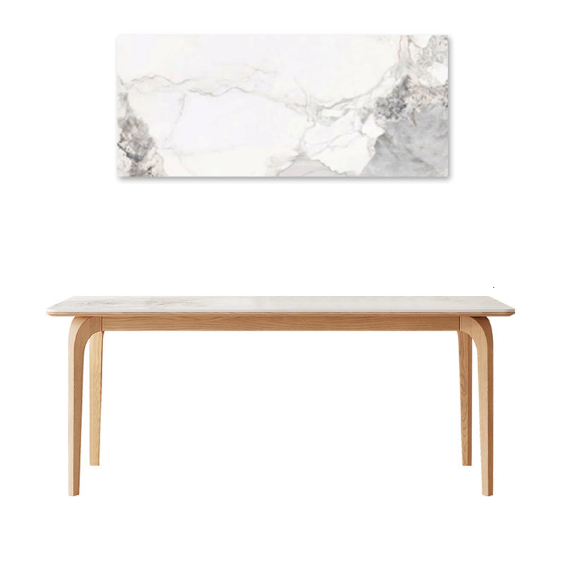 Minimalistic Rectangular Dining Table with Marble Top and Ash Wood Frame for 6-8 Seaters jh-061