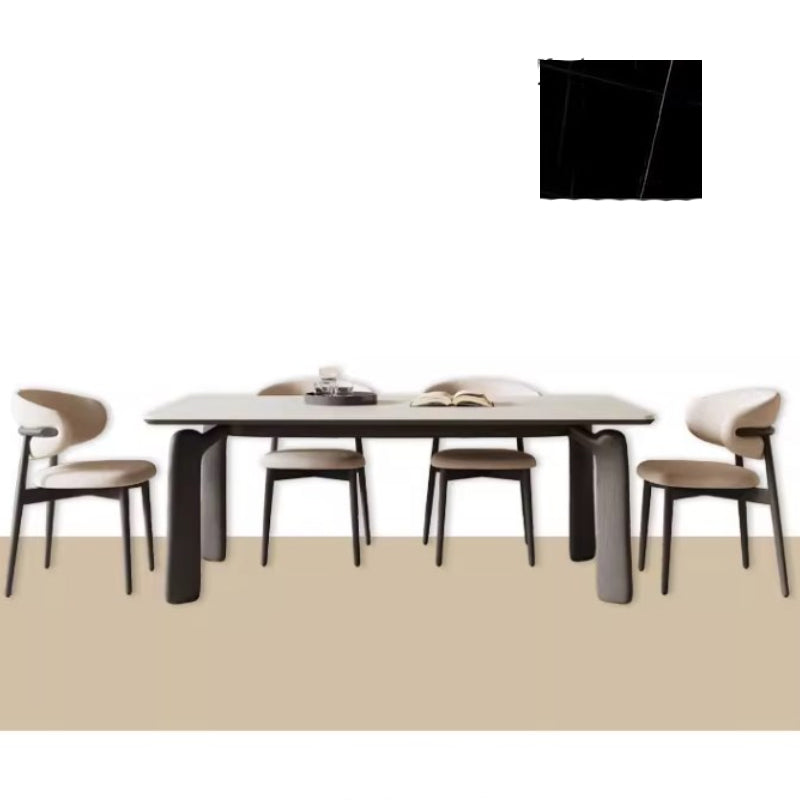 Minimalistic Rectangular Ash Wood Dining Table with Sintered Stone  for 6-8 Persons fsm-309