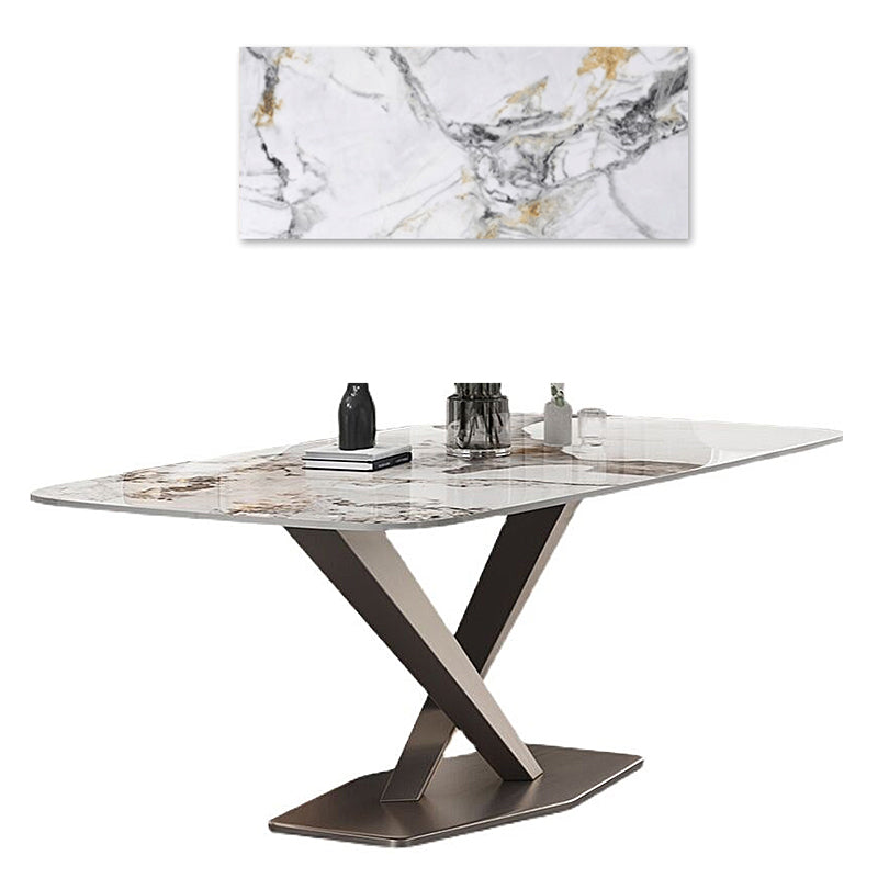 Luxurious Dining Table Rectangle Marble Top with X-Base – Perfect Decor for Diningroom jh-062