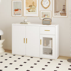 Modern White Buffet with Storage Doors & Drawer Sideboard for Kitchen