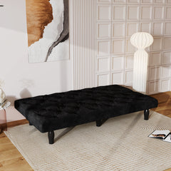 Sofa-to-Bed Evolution: 66" Black Velvet Sofa Bed Transforms Seamlessly, Ideal for Family Living Rooms, Apartments, and Bedrooms