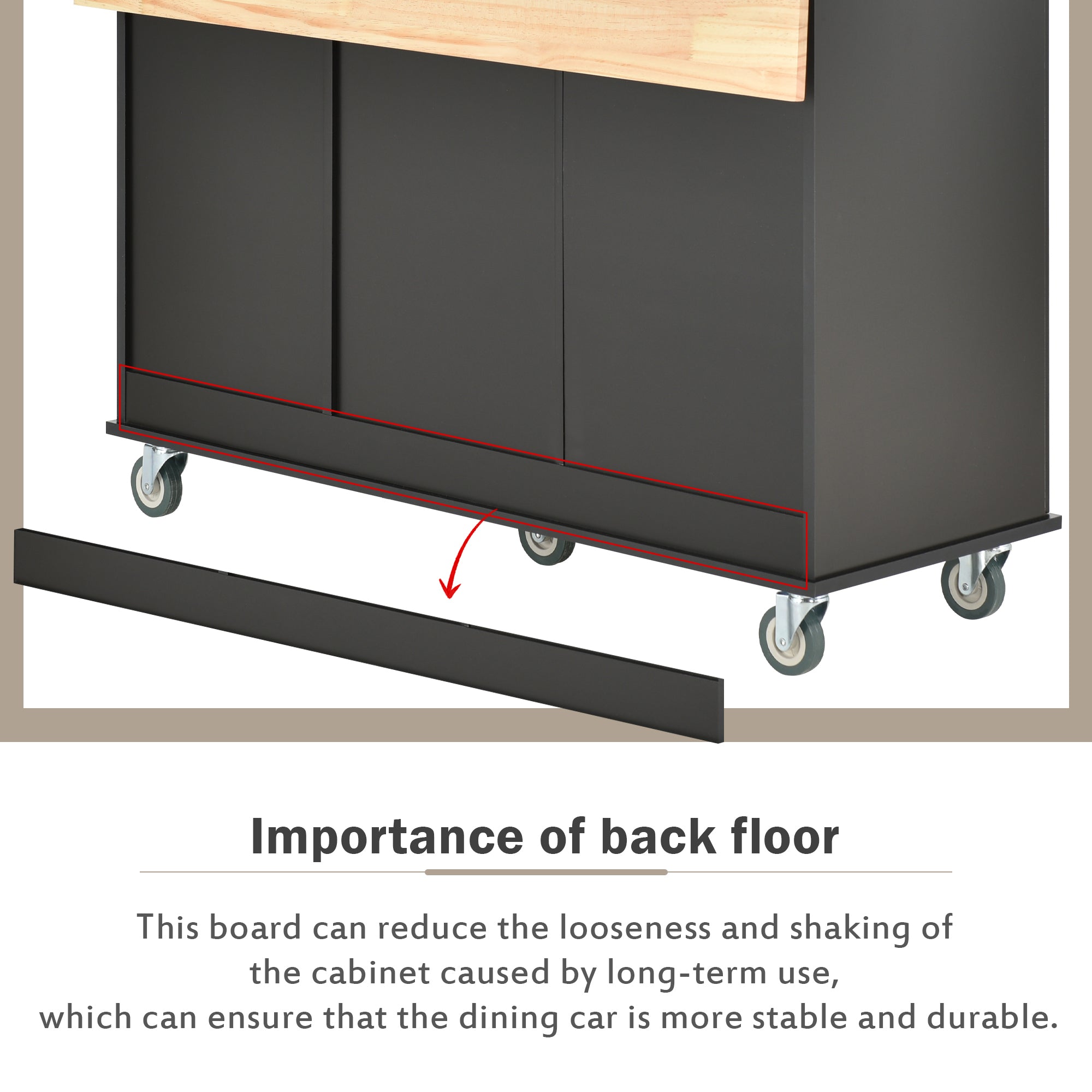 Black Rolling Mobile Kitchen Island with Solid Wood Top and Locking Wheels,52.7" Width with Storage Cabinet and Drop Leaf