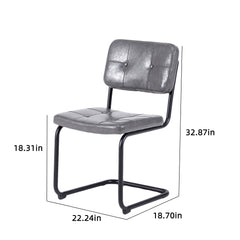 Ligth grey modern simple style dining chair PU leather black metal pipe dining room furniture chair set of 2