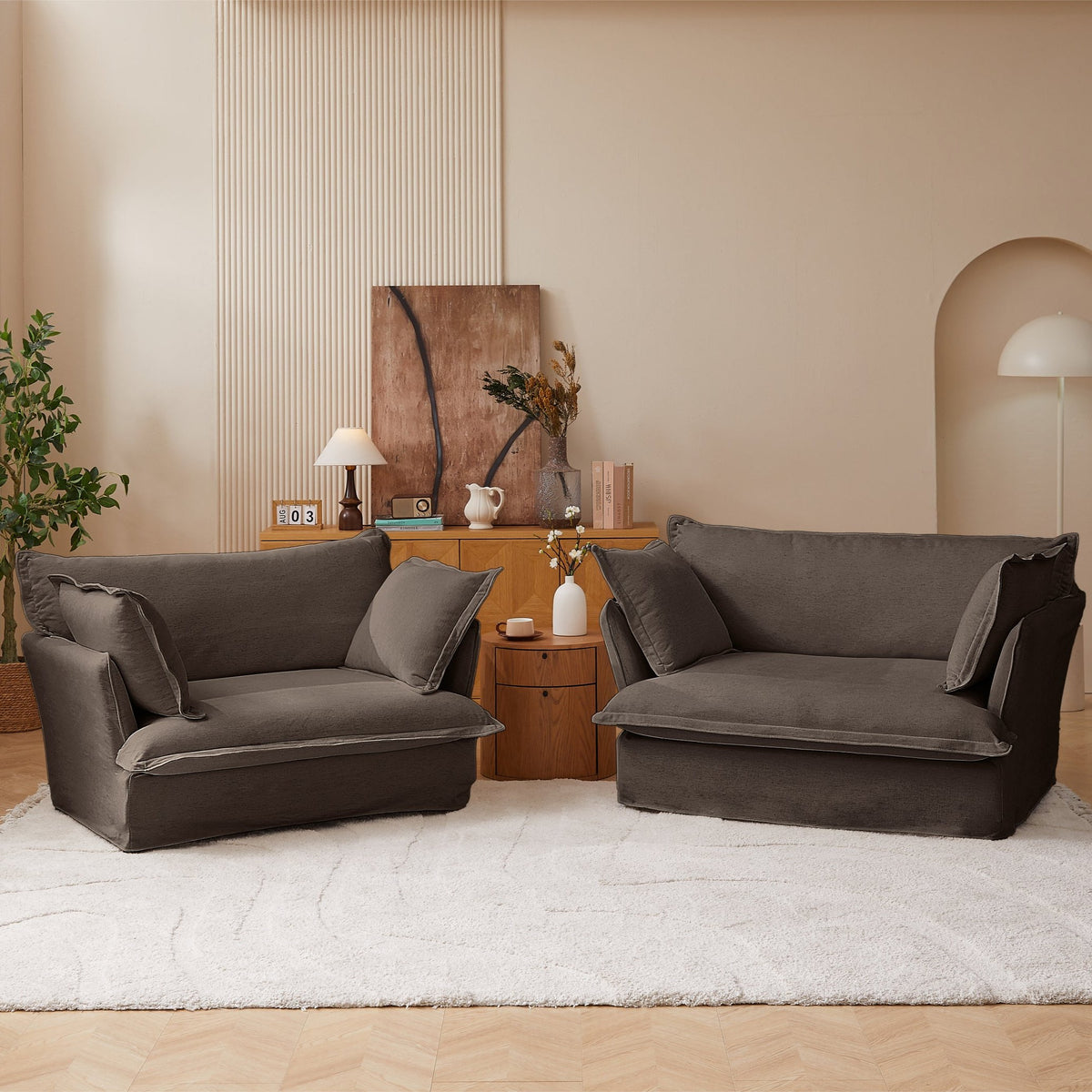 Modern Loveseat, Comfy Cloud Couch Sofa, Modern Luxury Two-Seater with Pillows for Living Room, Bedroom, Apartment