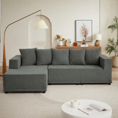 Chenille L-Shaped Sectional Sofa Set,Minimalist Style Modular Sectional Sofa, Luxury Chenille Fabric Cloud Couch for Living Room