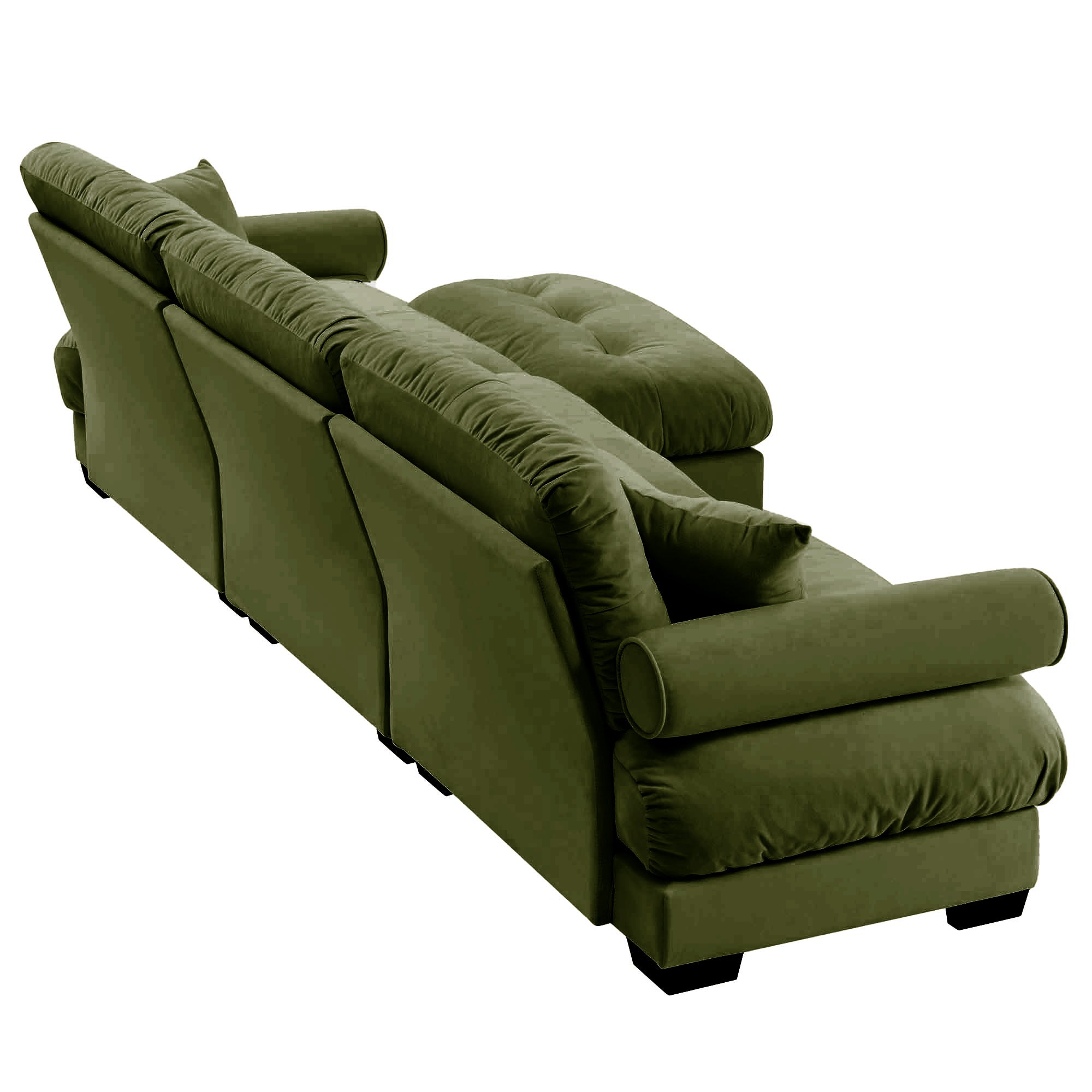 Oversized Modular Velvet Sectional Sofa with Ottoman, Deep Seat L-Shaped Cloud Couch for Living Room, Olive green