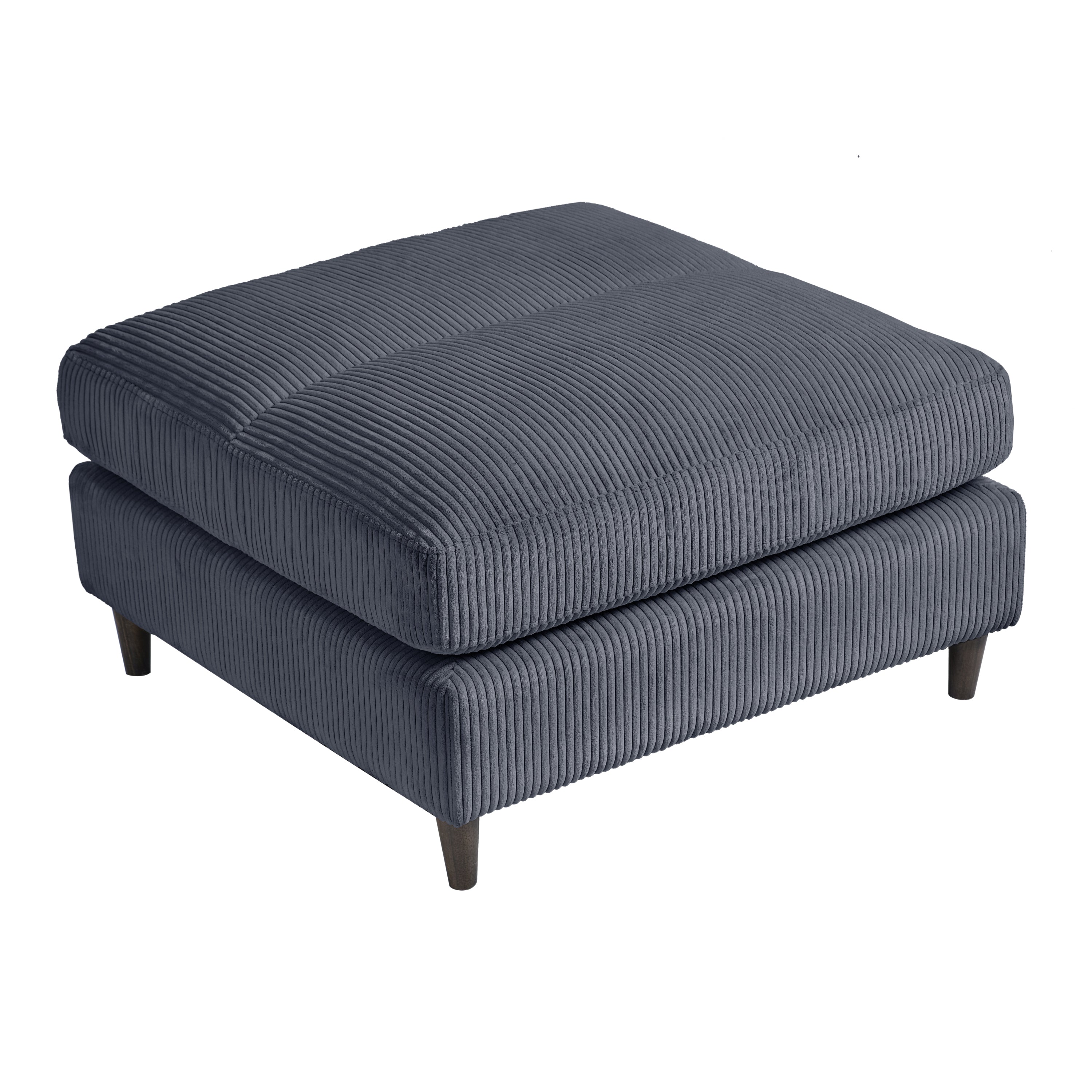 6-Seat Corduroy Modular Sofa, U/L Shape with Footstool – Gray