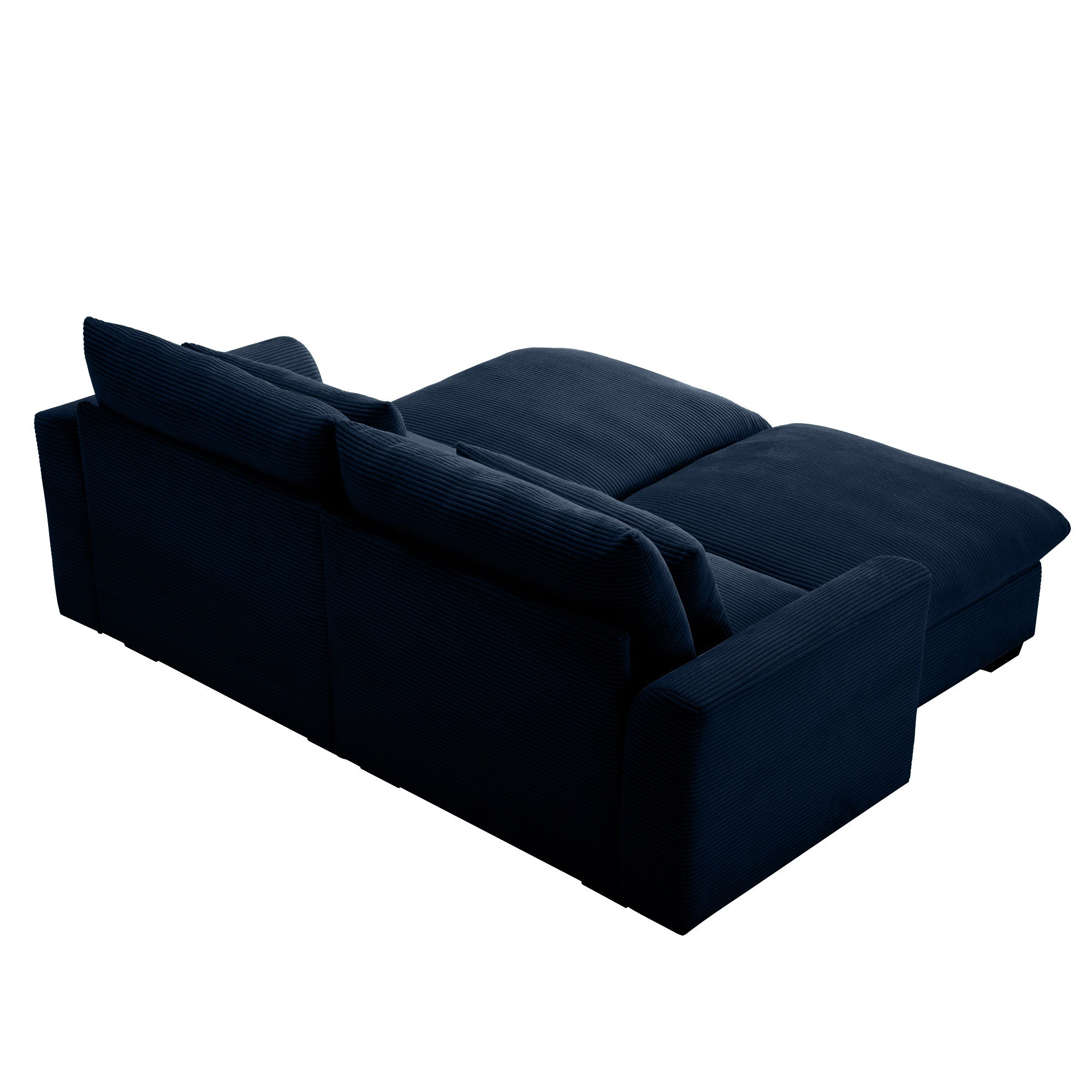 Corduroy Two-Seater Sofa with 2 Storage Footrest, 2 Seater Sectional  deep seat sofa,Comfy Couches for Living Room ,Bule Sofa