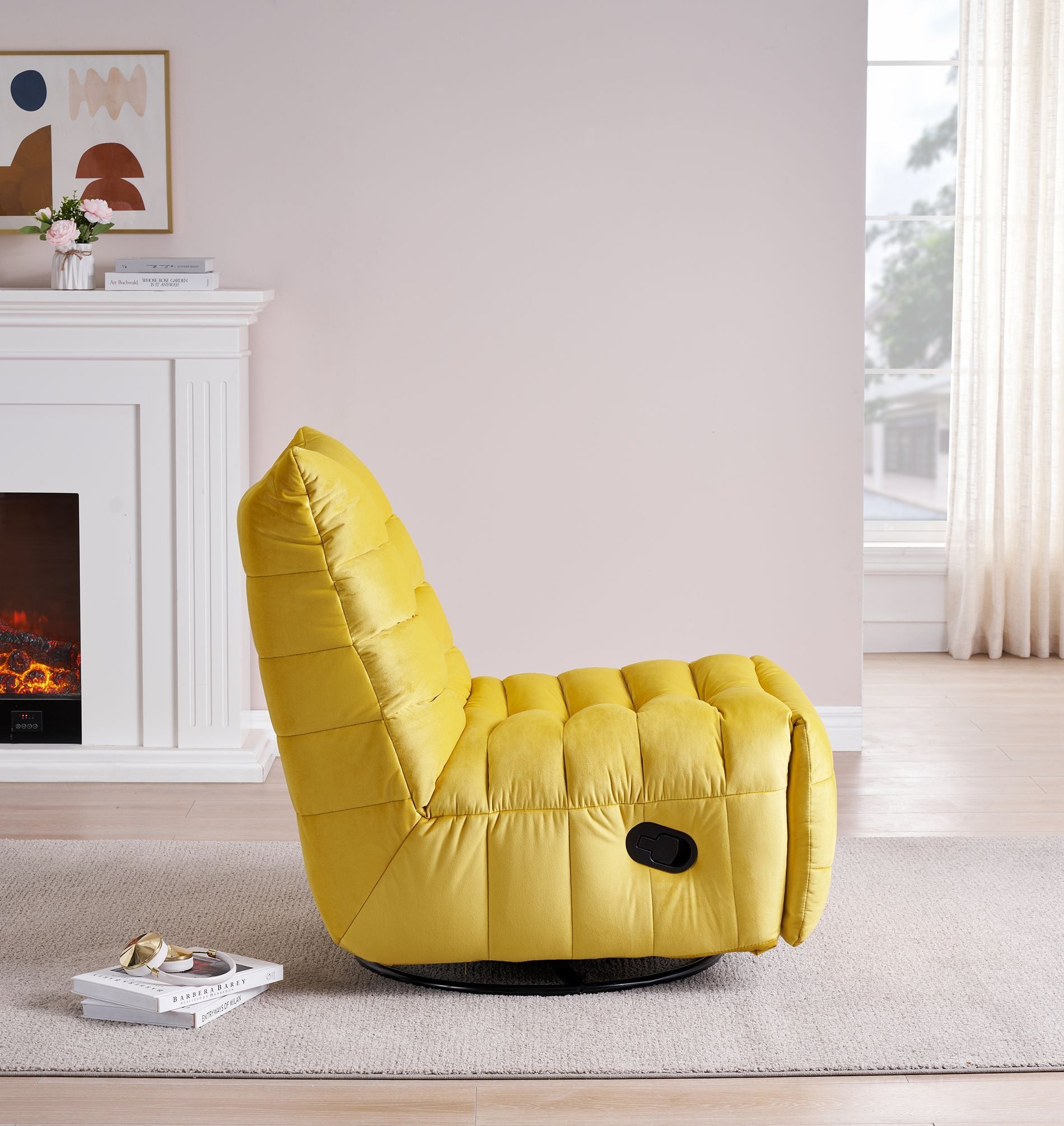 29.1" Rotatable Yellow Lounge Chair with Side Storage Pocket - Stylish & Durable Recliner for All Your Room