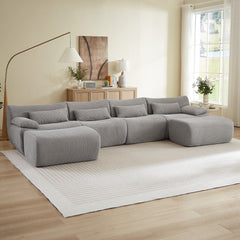 Sectional Couches for Living Room, Convertible U-Shape Couch with Ottoman