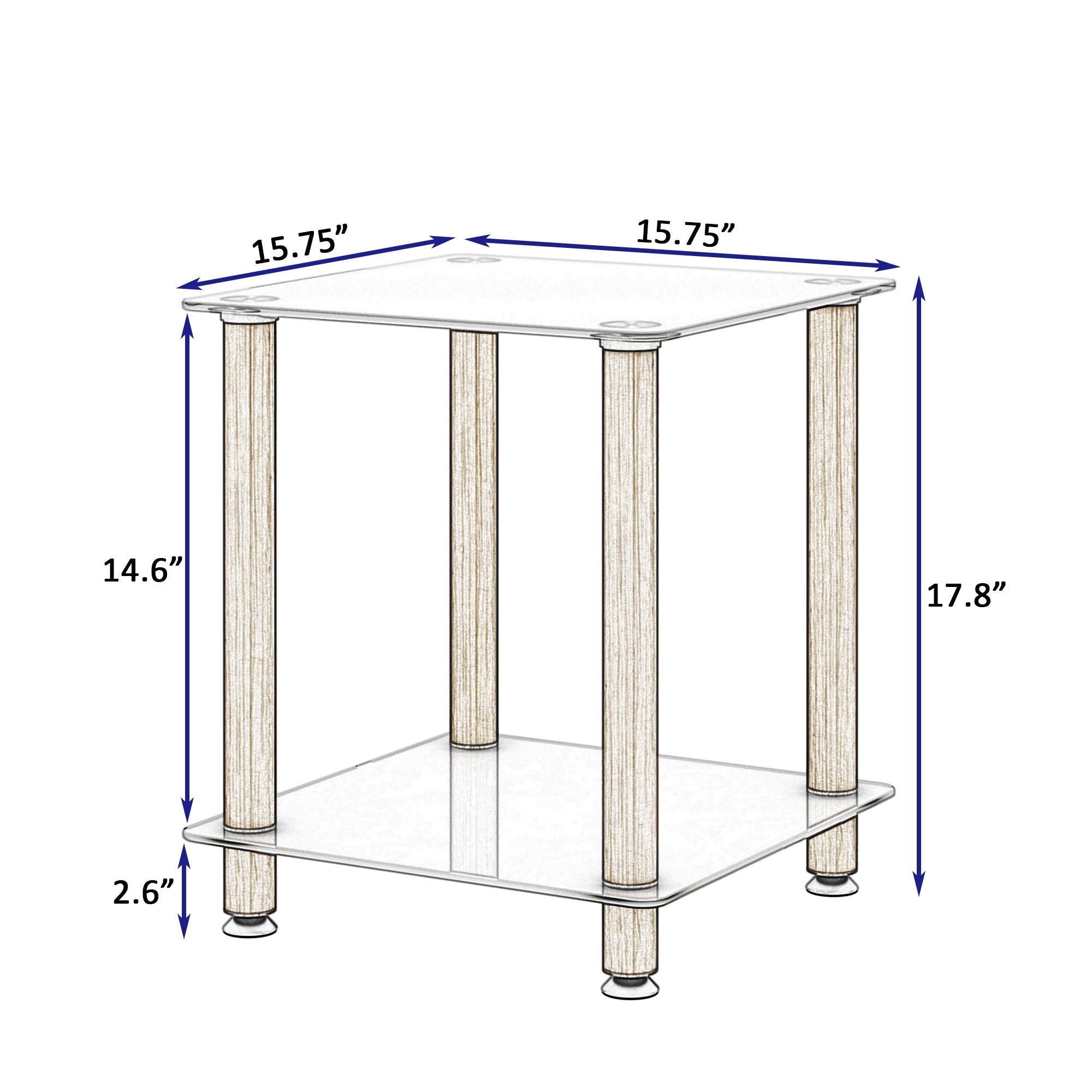 2-Piece White+Oak Side Table , 2-Tier Space End Table ,Modern Night Stand, Sofa table, Side Table with Storage Shelve