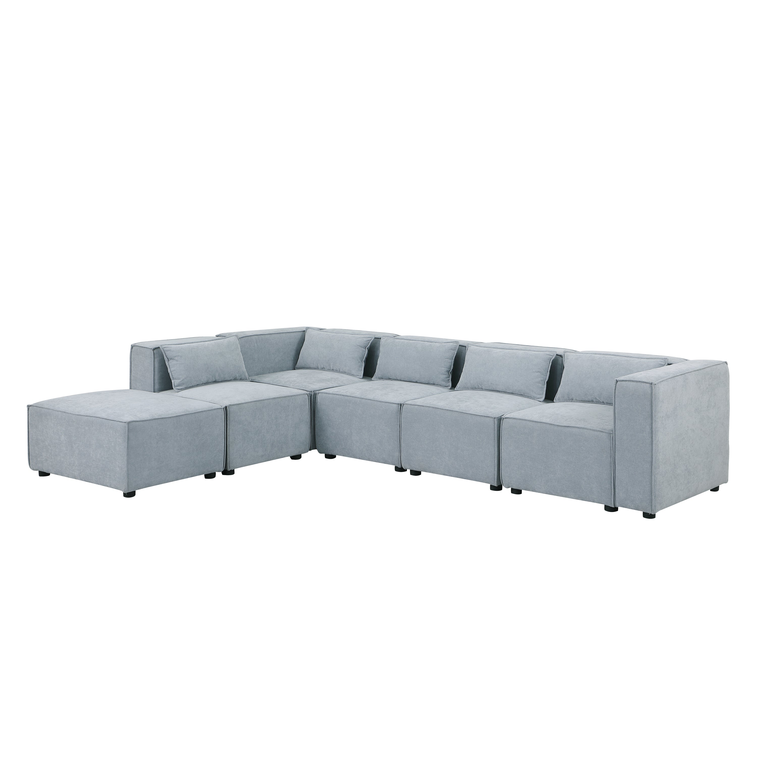 modular sofa Grayish blue  chenille fabric,  simple and grand, the seat and back is very soft. this is also a KNOCK DOWN sofa