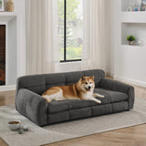 Luxury Dog Sofa Bed for Large & Extra Large Dogs – Elevated Pet Couch with Soft Linen Fabric, Modern Orthopedic Dog Bed, Dark Grey