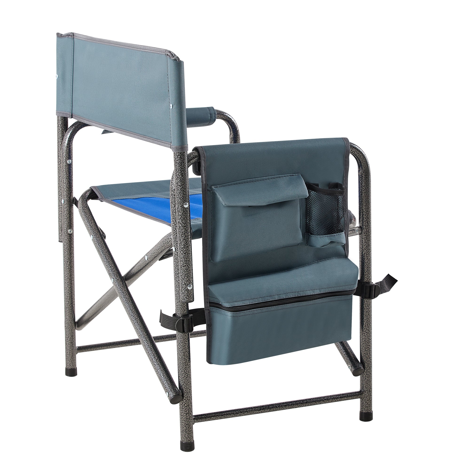 3-Piece Folding Table Chairs Set Patio Garden for Camping, BBQ & Backyard, Black/Blue