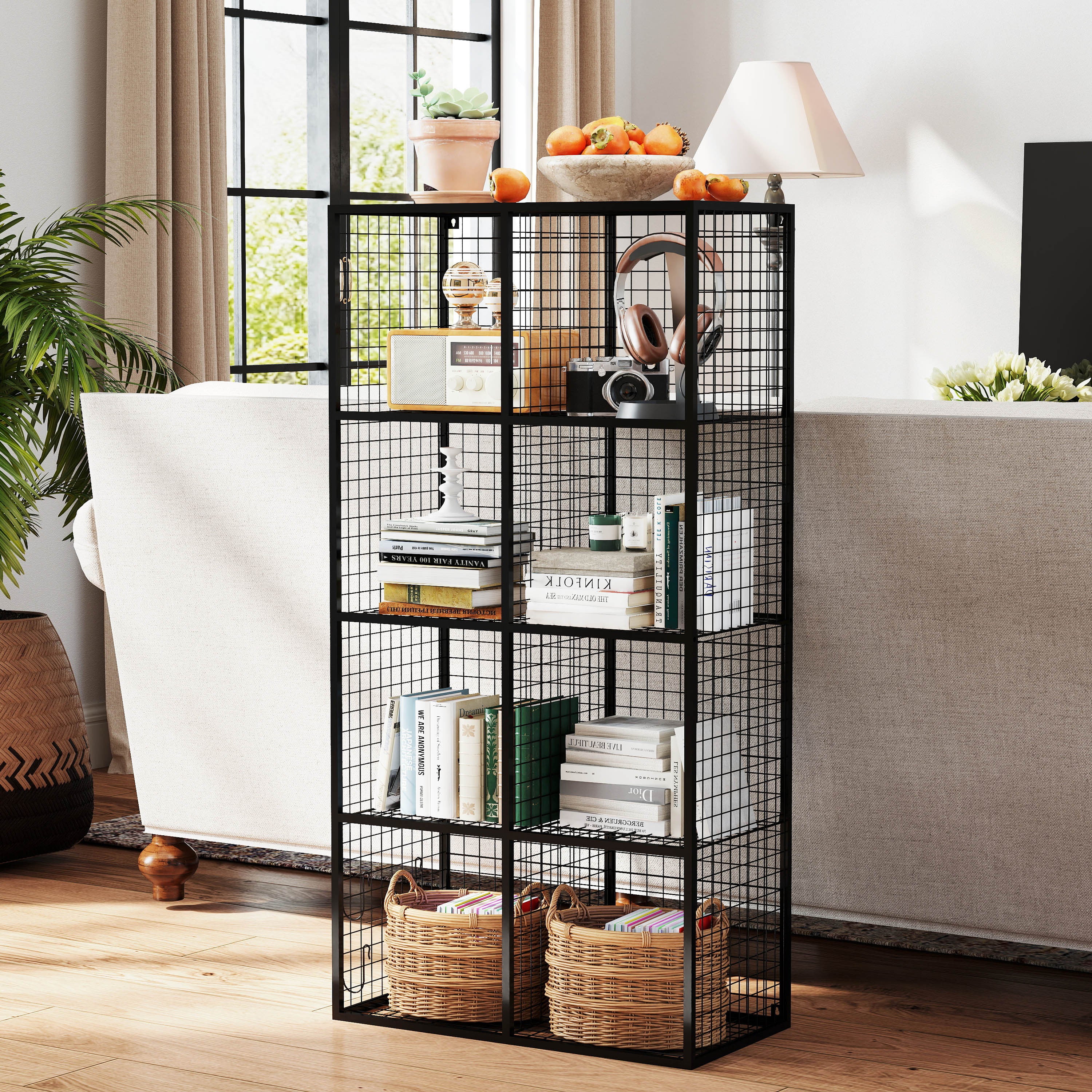 8-Cube Metal Storage Organizer, Modular Bookshelf, Black