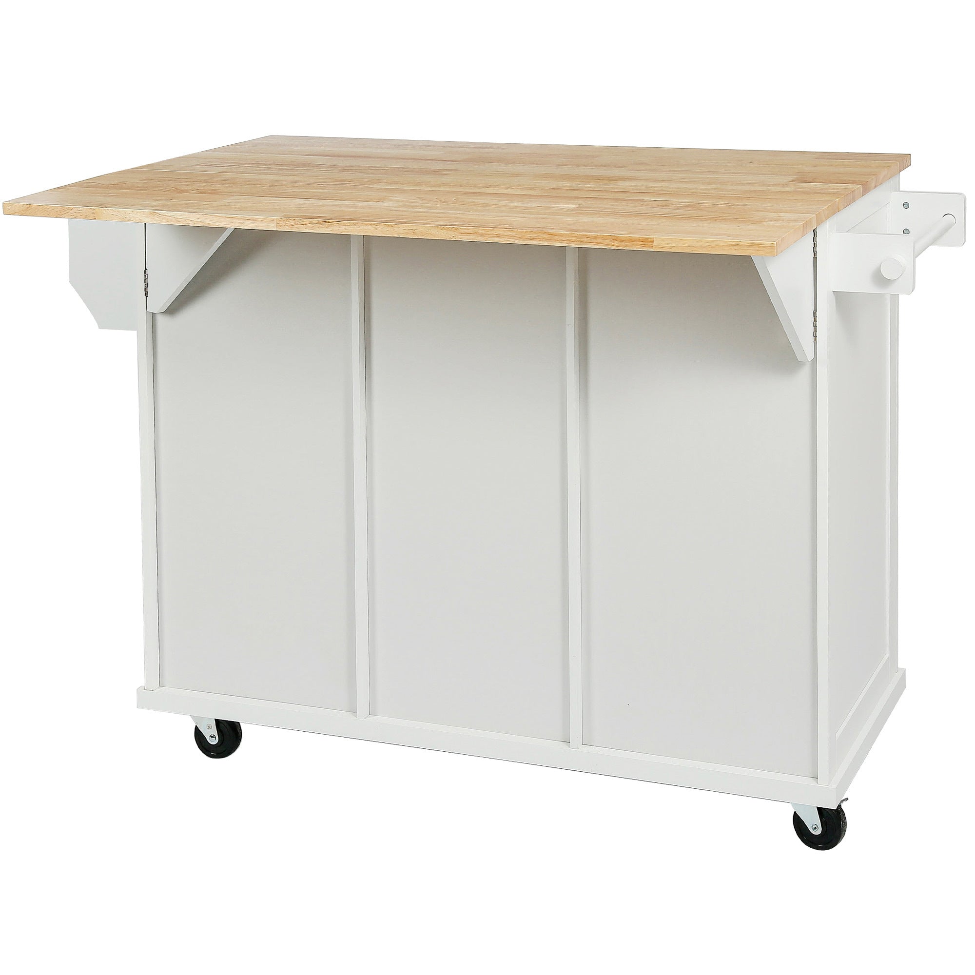 Kitchen Island on 5 Wheels with Storage Cabinet and 3 Drawers for Dinning Room,White