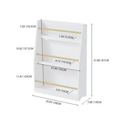 3 Tier Kids Book Shelf,Kids Book Rack, Helps Keep Bedrooms, Playrooms, and Classrooms Organized,White