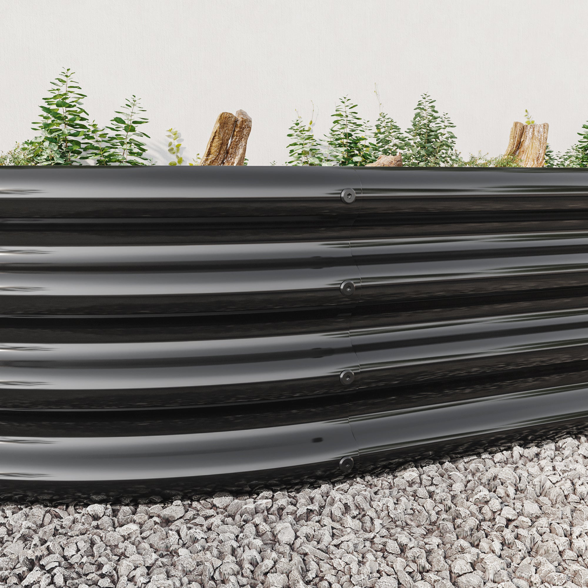 Large Oval Metal Raised Garden Bed, Outdoor Planter for Vegetables - Black