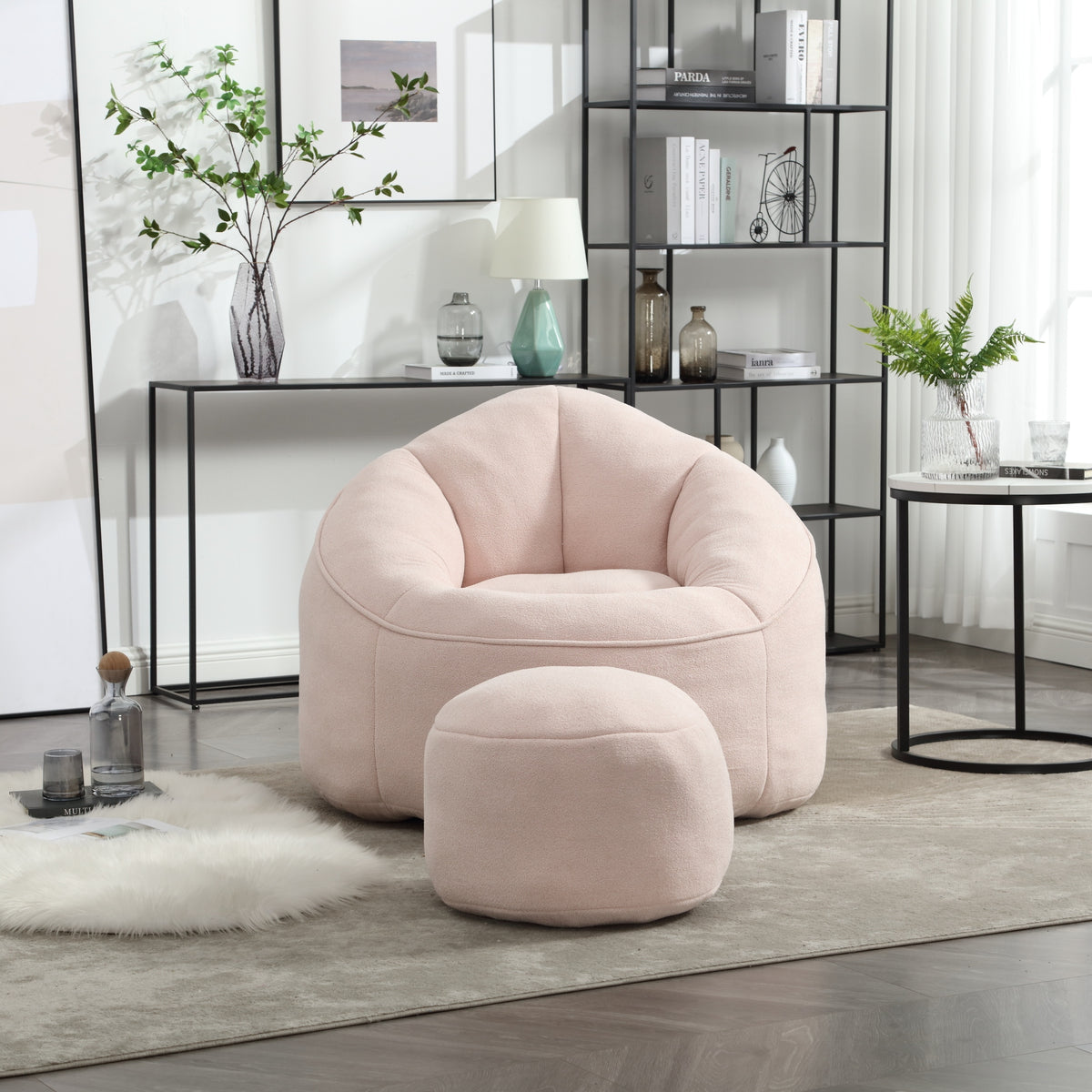 Bedding Bean Bag Sofa Chair High Pressure Foam Bean Bag Chair Adult Material with Padded Foam Padding Compressed Bean Bag With Footrest