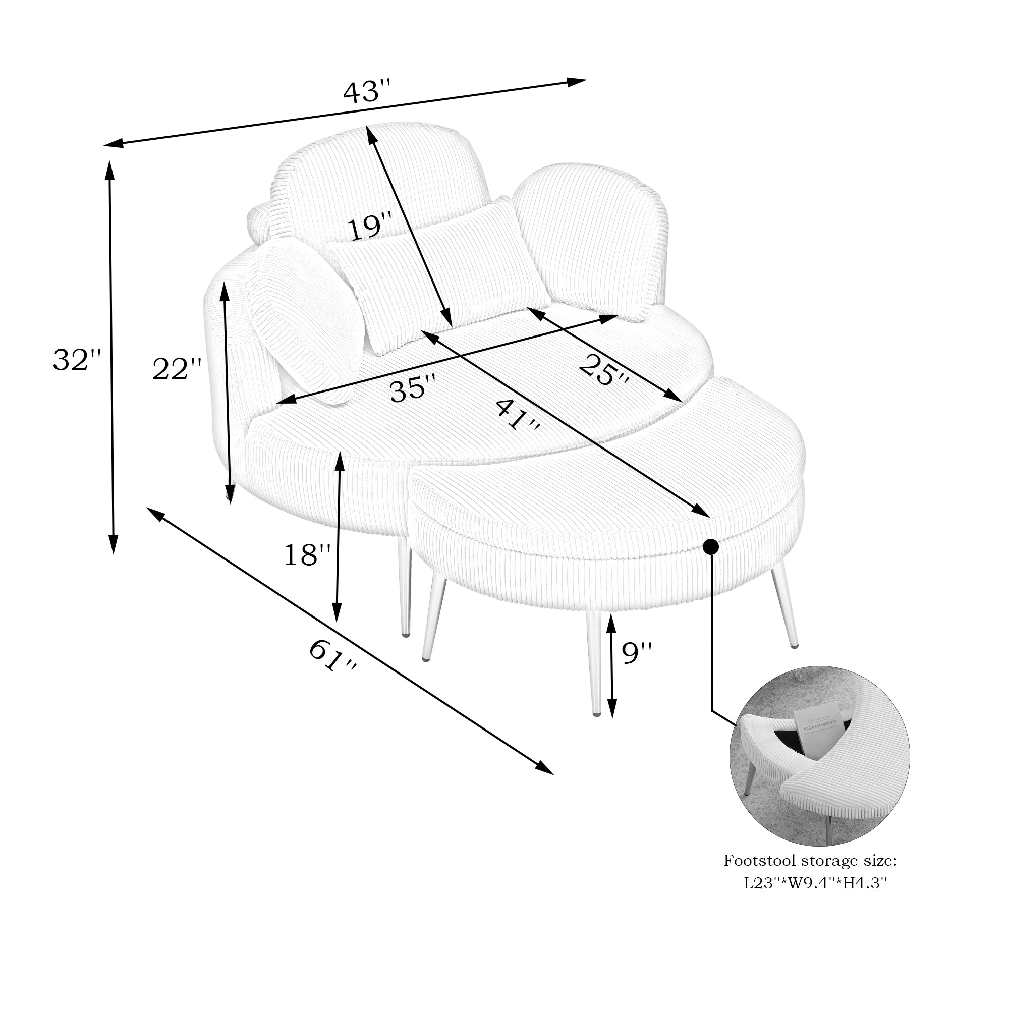 61 inches beige comfortable seat, small sofa with small end table,  suitable for lunch break casual afternoon tea time seat, suitable for small apartment, bedroom, space balcony small sofa