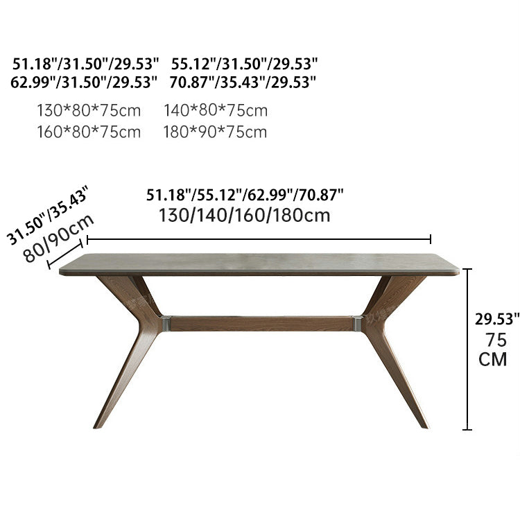 Minimalistic Rectangular Dining Table with Marble Top & Ash Wood Frame for 6-10 Seaters jh-271-BN